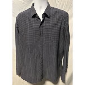 Robert Graham All Over Print Full Print Button Up Shirt Men XL Black Long Sleeve